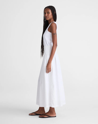 Smocked-Waist Midi Skirt in Poplin White | Madewell