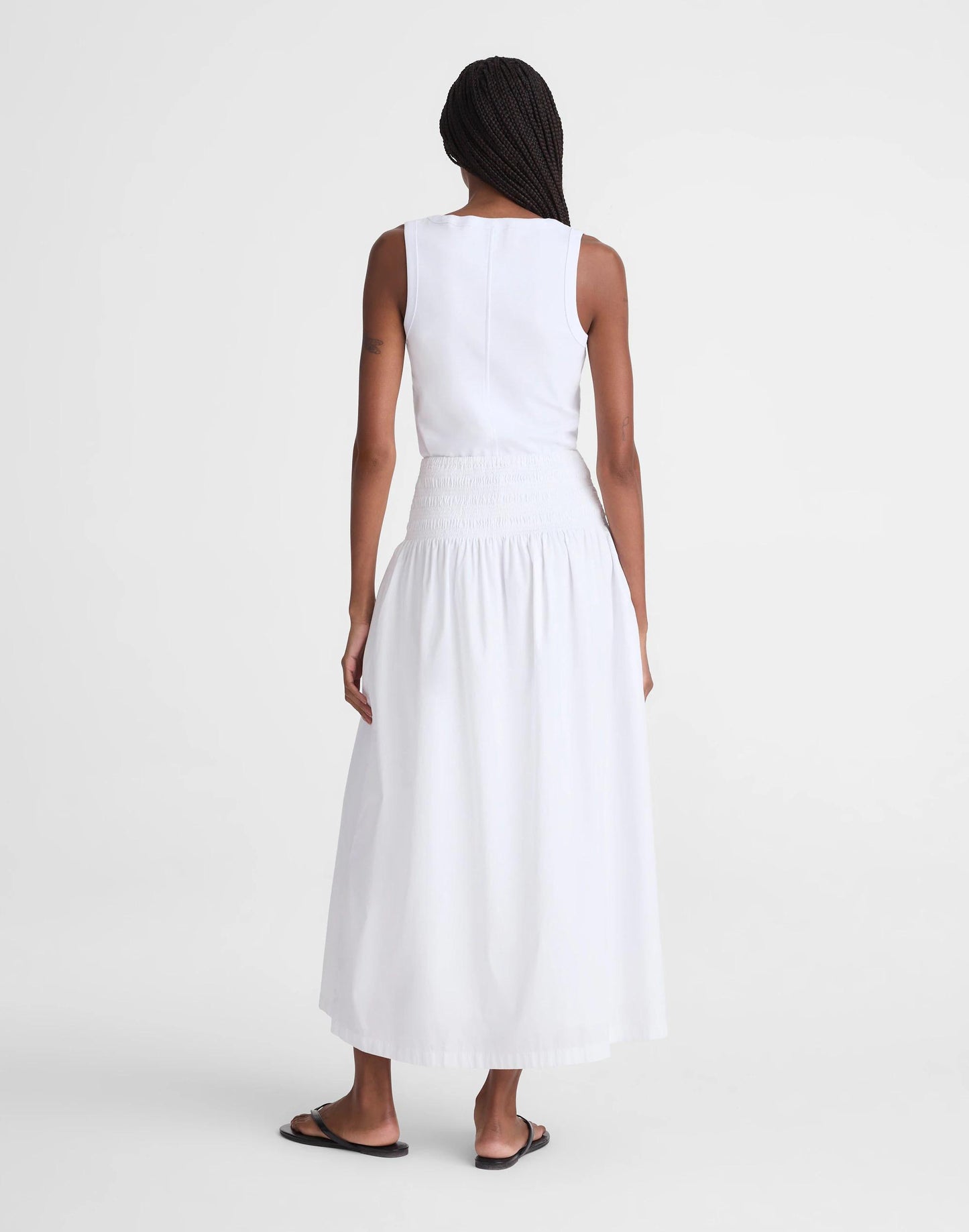 Smocked-Waist Midi Skirt in Poplin White | Madewell