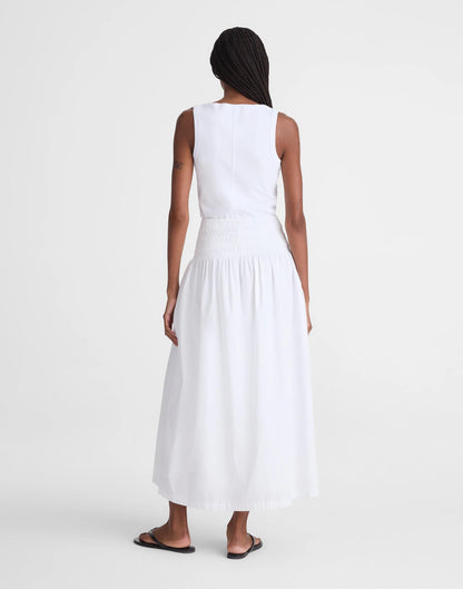 Smocked-Waist Midi Skirt in Poplin White | Madewell