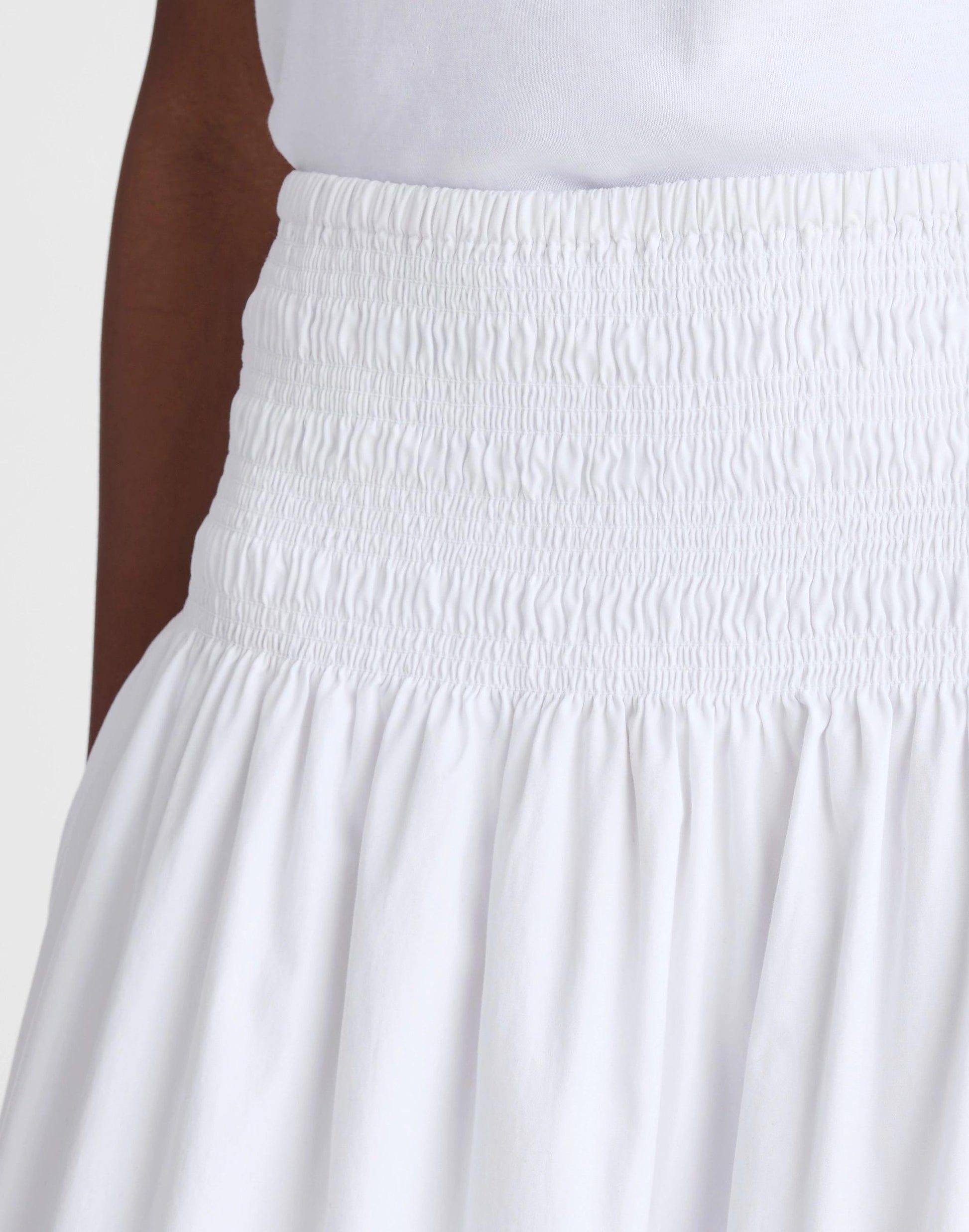 Smocked-Waist Midi Skirt in Poplin White | Madewell