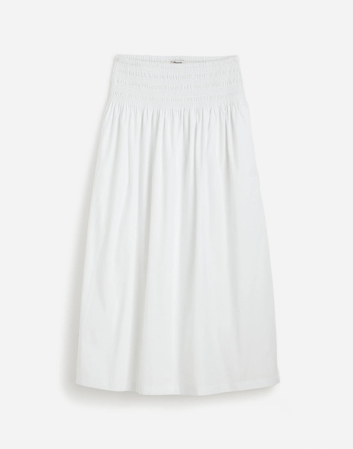 Smocked-Waist Midi Skirt in Poplin White | Madewell