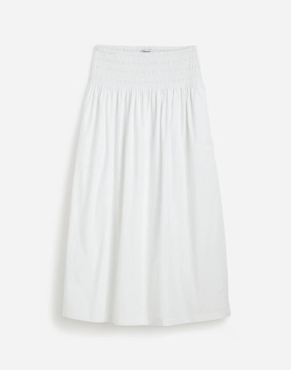 Smocked-Waist Midi Skirt in Poplin White | Madewell