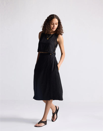 Reistor® Overlap Midi Skirt in 100% Black Hemp Black | Madewell