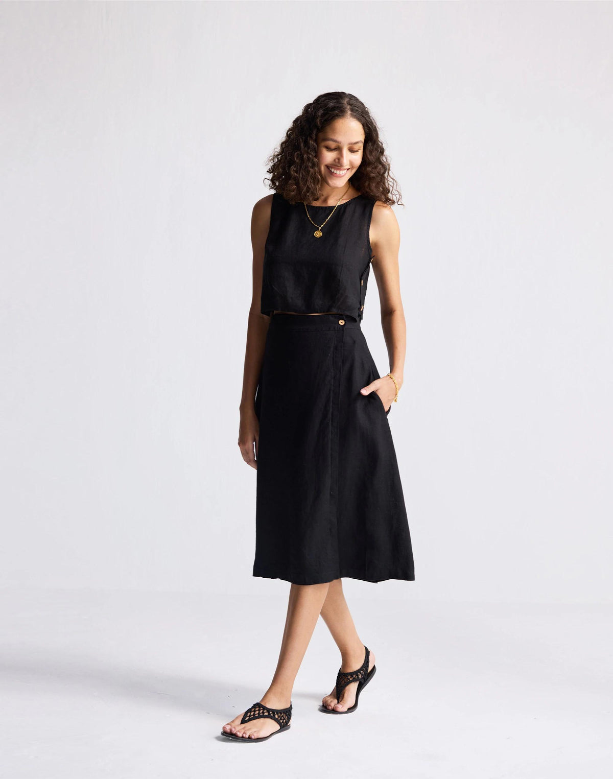 Reistor® Overlap Midi Skirt in 100% Black Hemp Black | Madewell