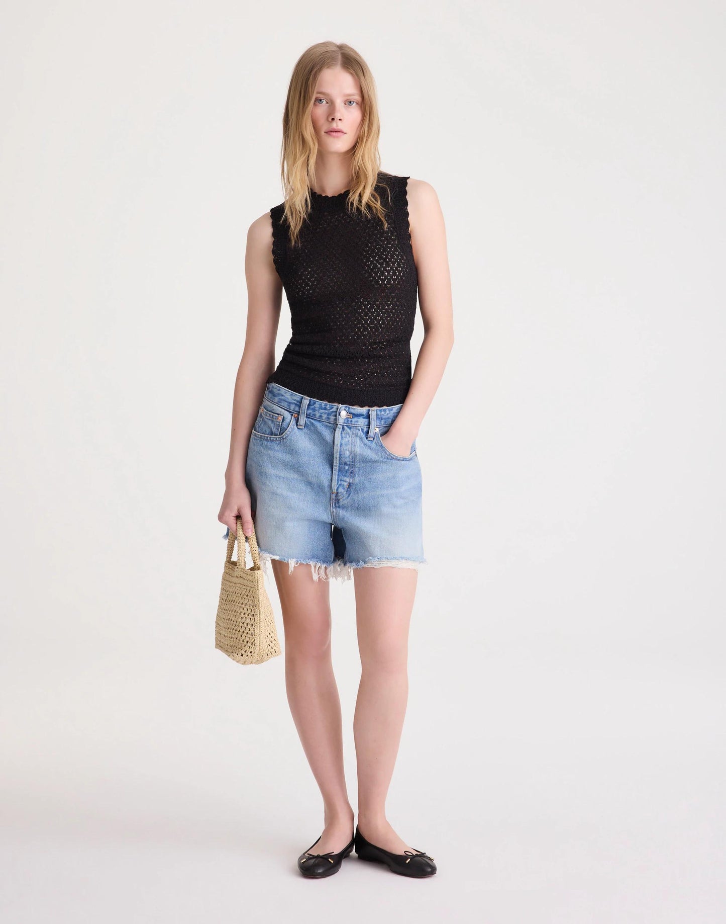 Pointelle Sleeveless Top Black | Madewell