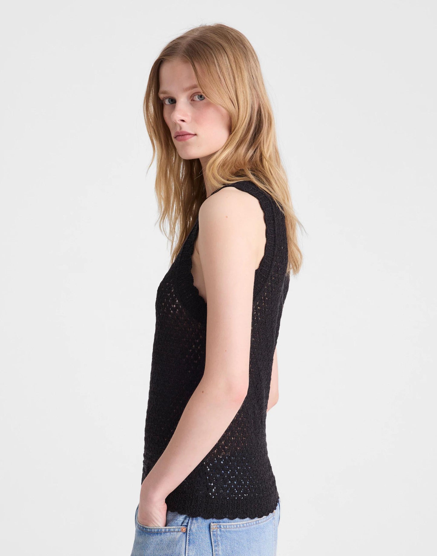 Pointelle Sleeveless Top Black | Madewell