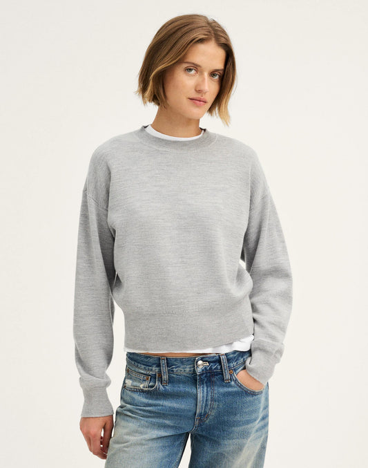 Relaxed Crewneck Sweater in Merino-Silk Blend Medium Htr Grey | Madewell