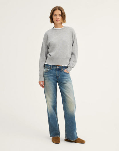 Relaxed Crewneck Sweater in Merino-Silk Blend Medium Htr Grey | Madewell