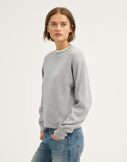 Relaxed Crewneck Sweater in Merino-Silk Blend Medium Htr Grey | Madewell