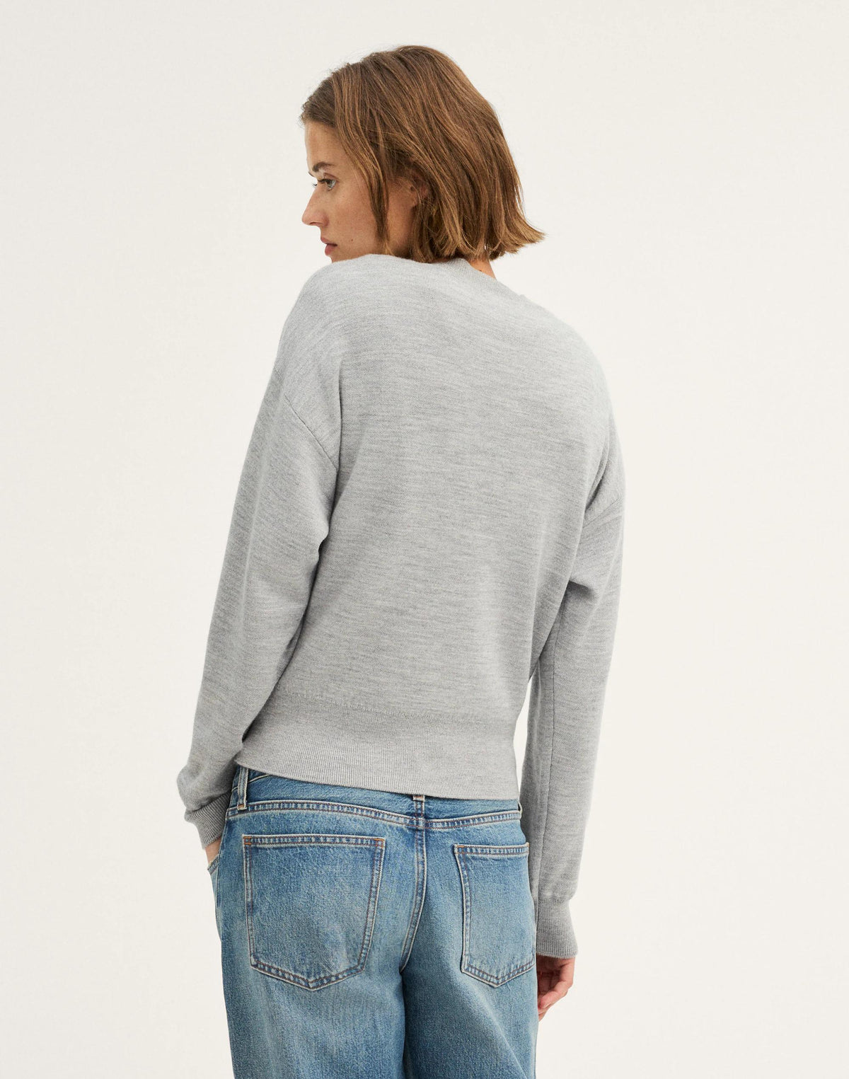 Relaxed Crewneck Sweater in Merino-Silk Blend Medium Htr Grey | Madewell