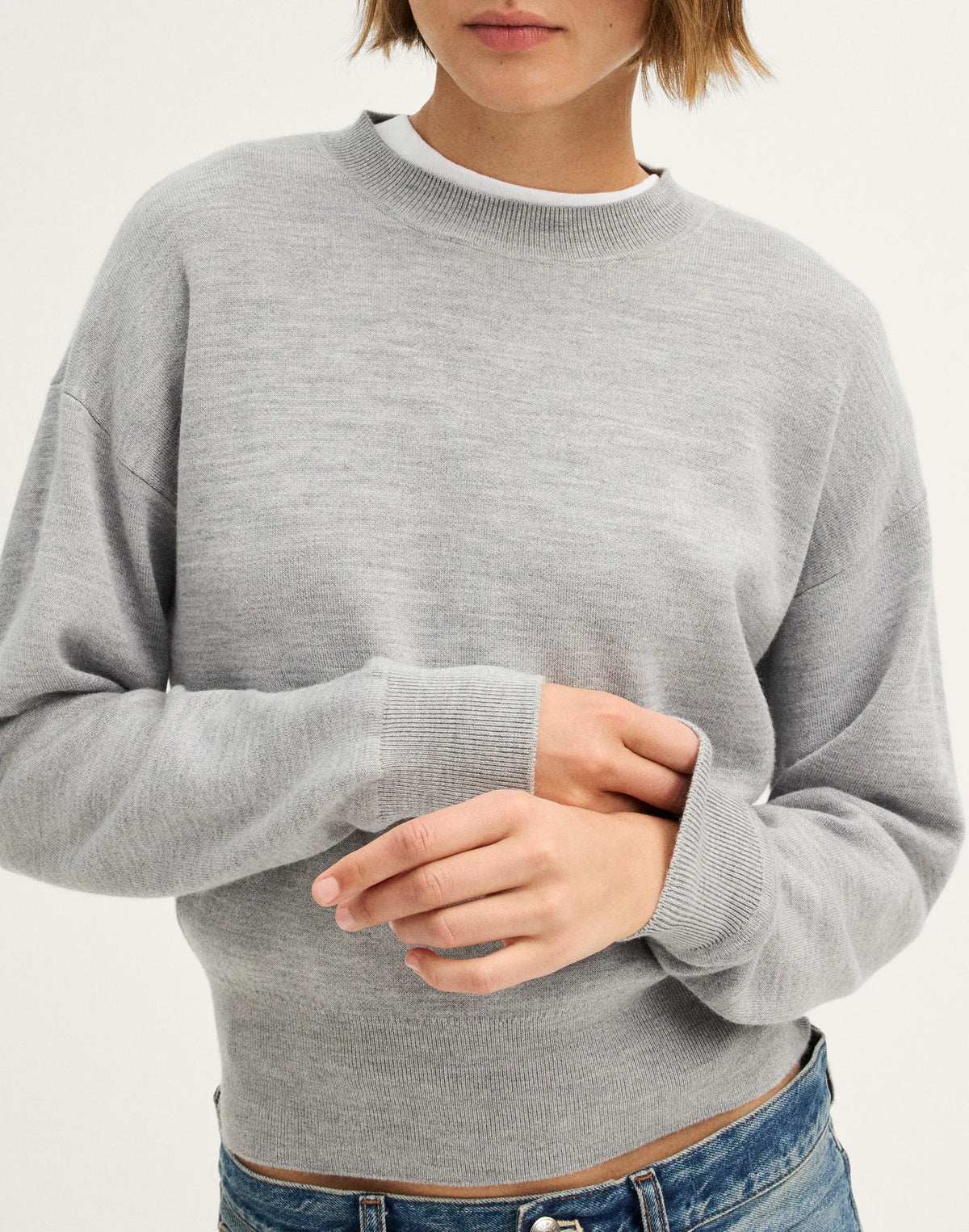 Relaxed Crewneck Sweater in Merino-Silk Blend Medium Htr Grey | Madewell