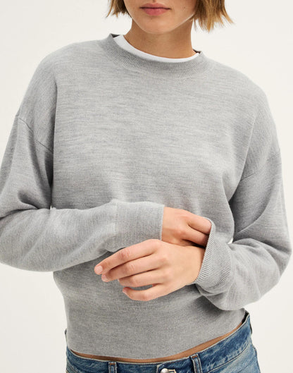 Relaxed Crewneck Sweater in Merino-Silk Blend Medium Htr Grey | Madewell