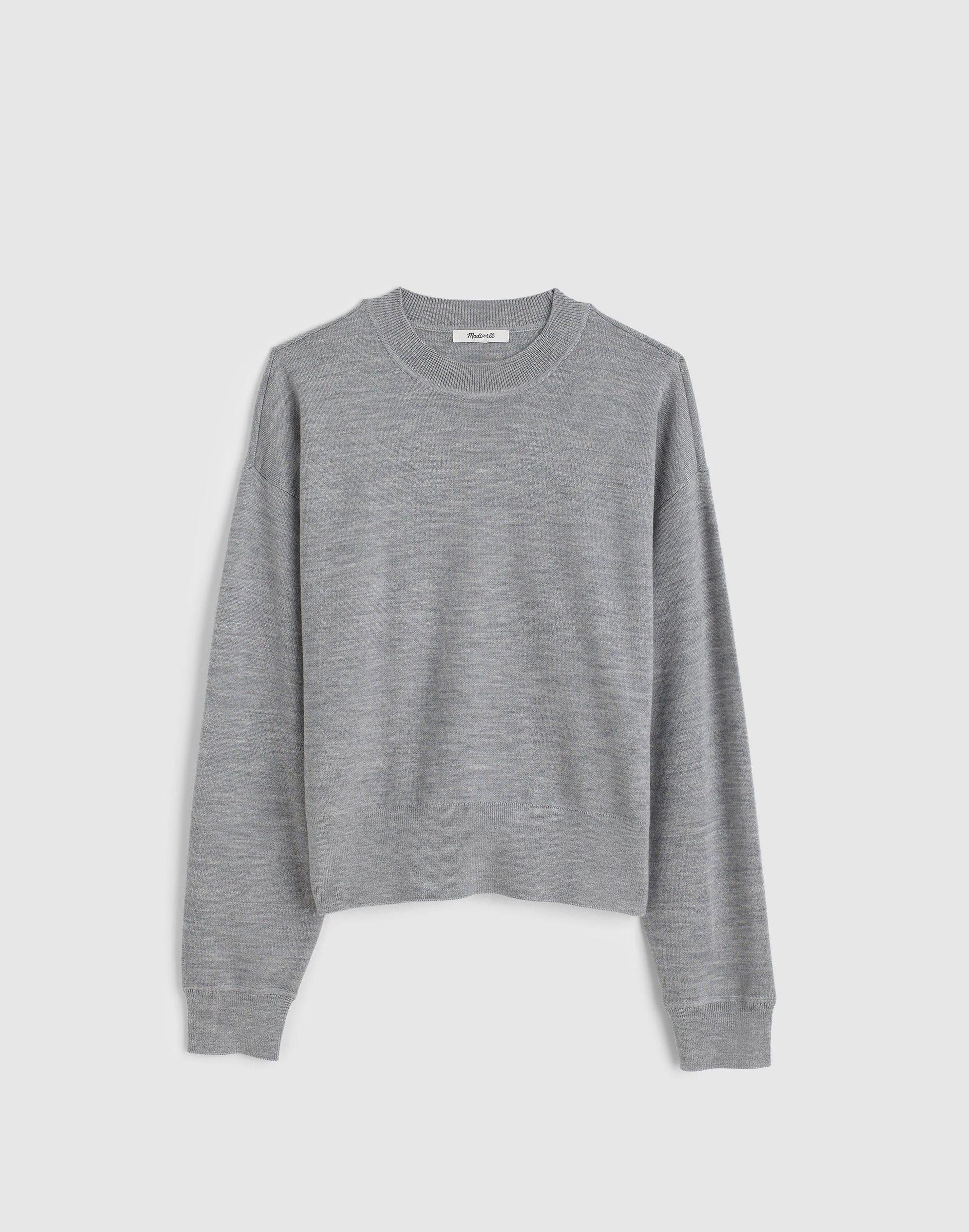 Relaxed Crewneck Sweater in Merino-Silk Blend Medium Htr Grey | Madewell