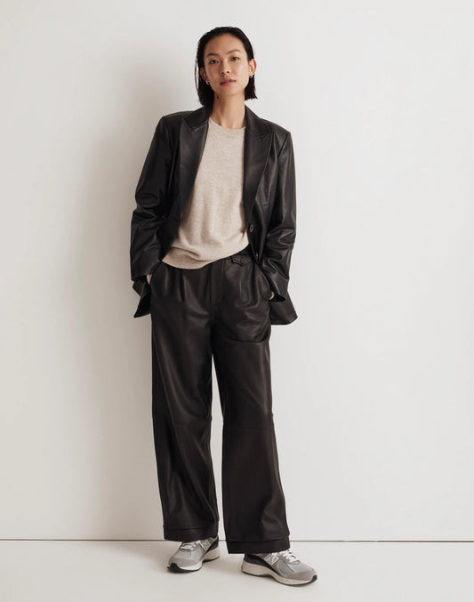 The Bedford Oversized Blazer in Leather True Black | Madewell