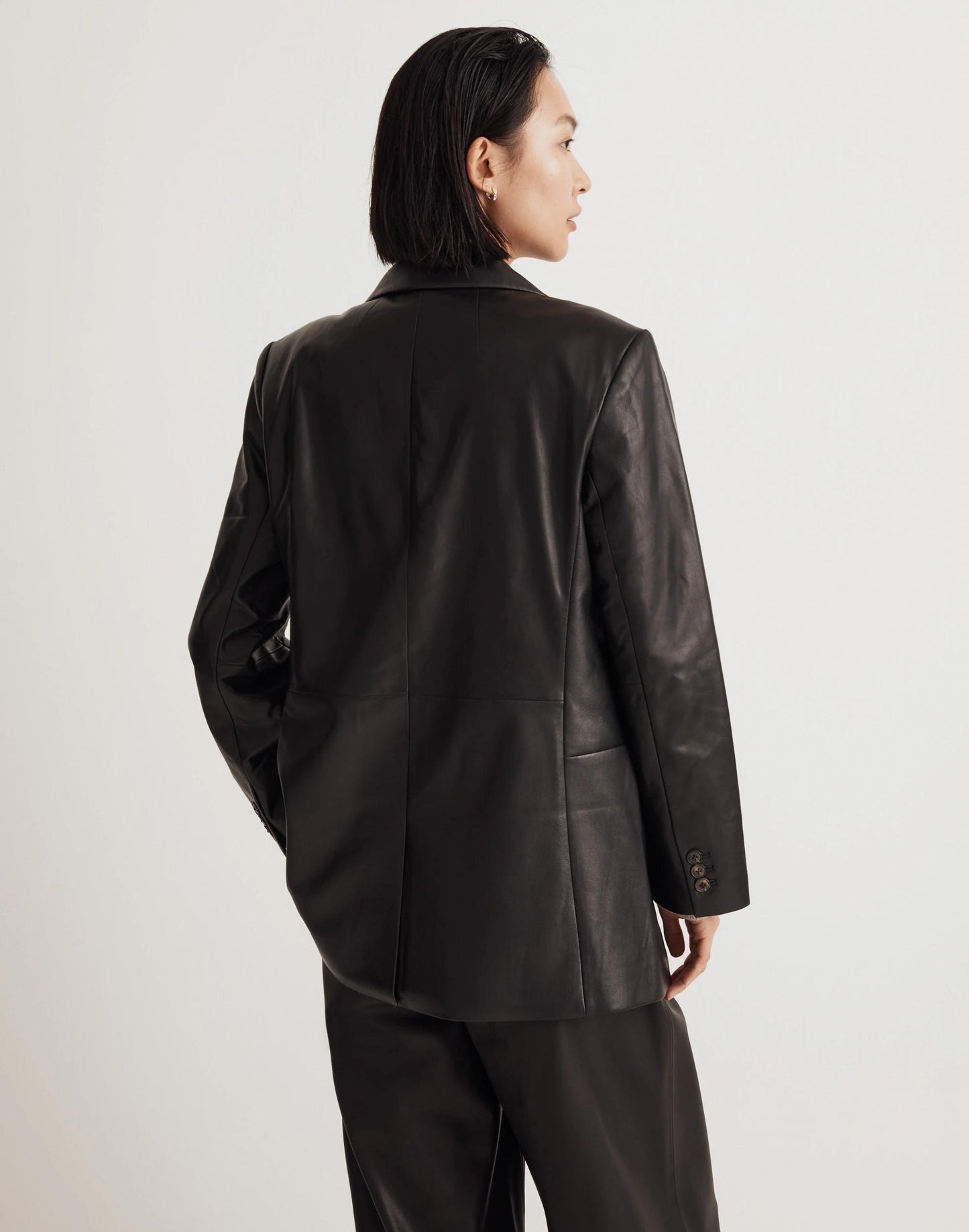 The Bedford Oversized Blazer in Leather True Black | Madewell