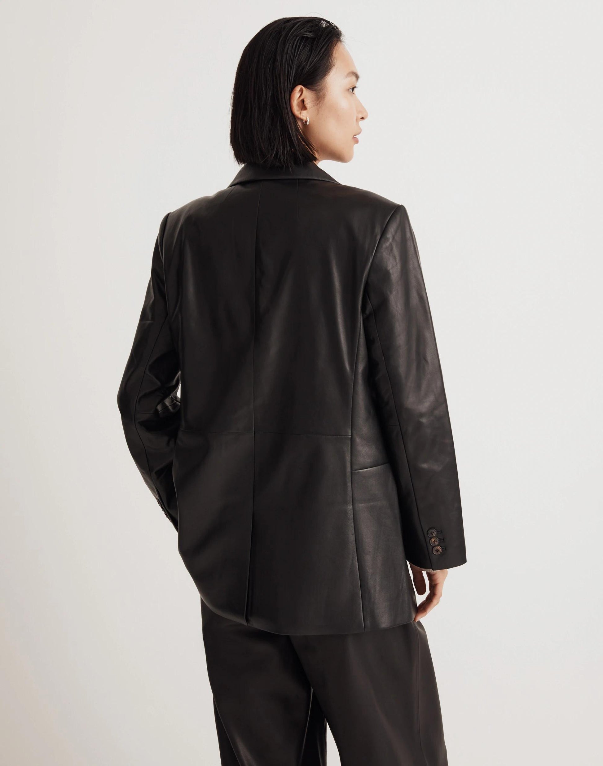The Bedford Oversized Blazer in Leather True Black | Madewell