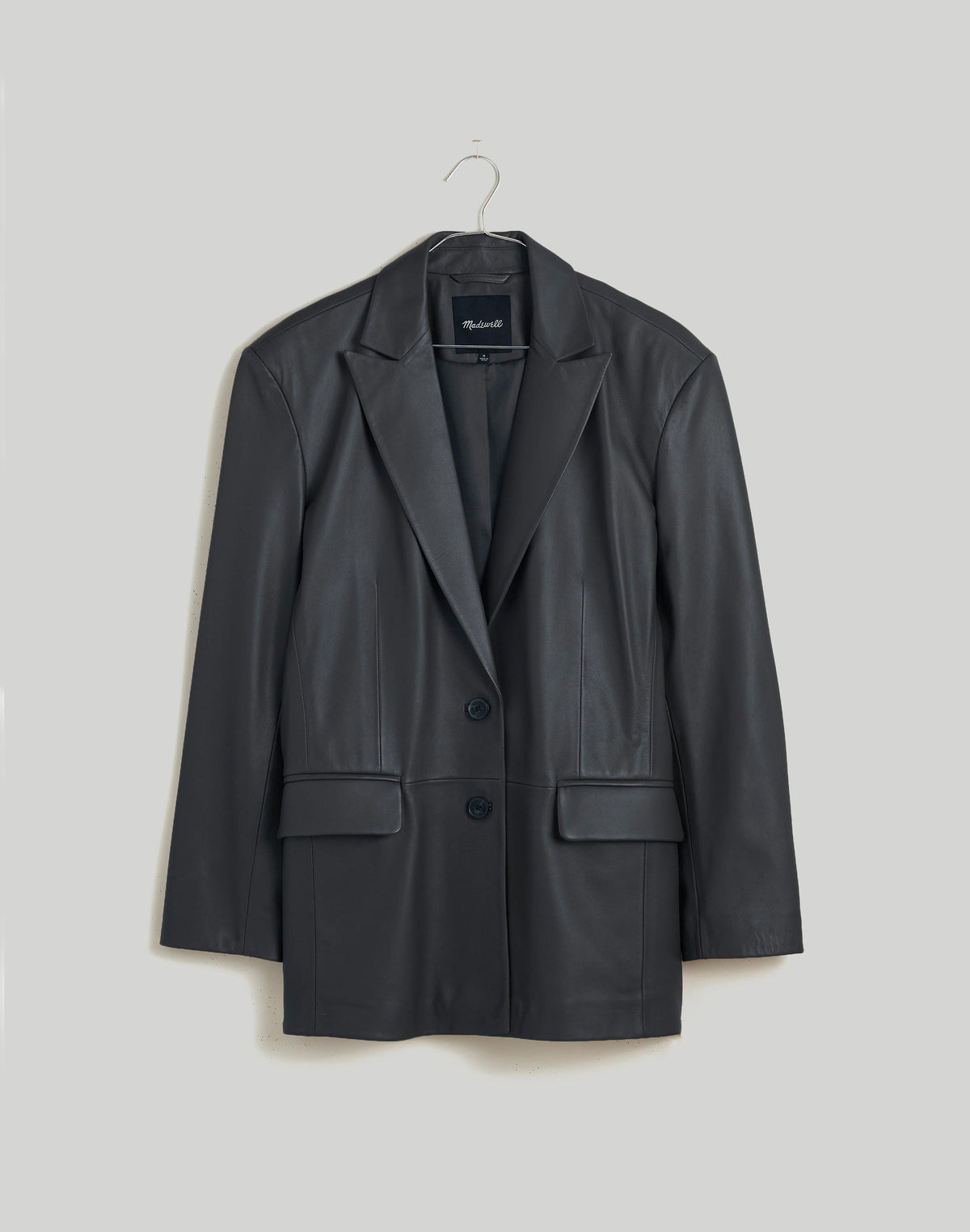 The Bedford Oversized Blazer in Leather True Black | Madewell