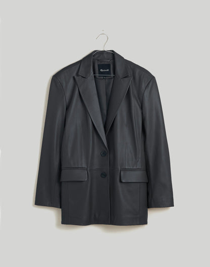 The Bedford Oversized Blazer in Leather True Black | Madewell