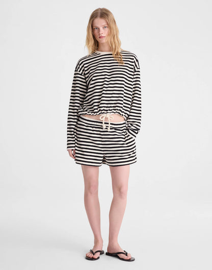 Pull-On Shorts in Terry Black Ivory | Madewell