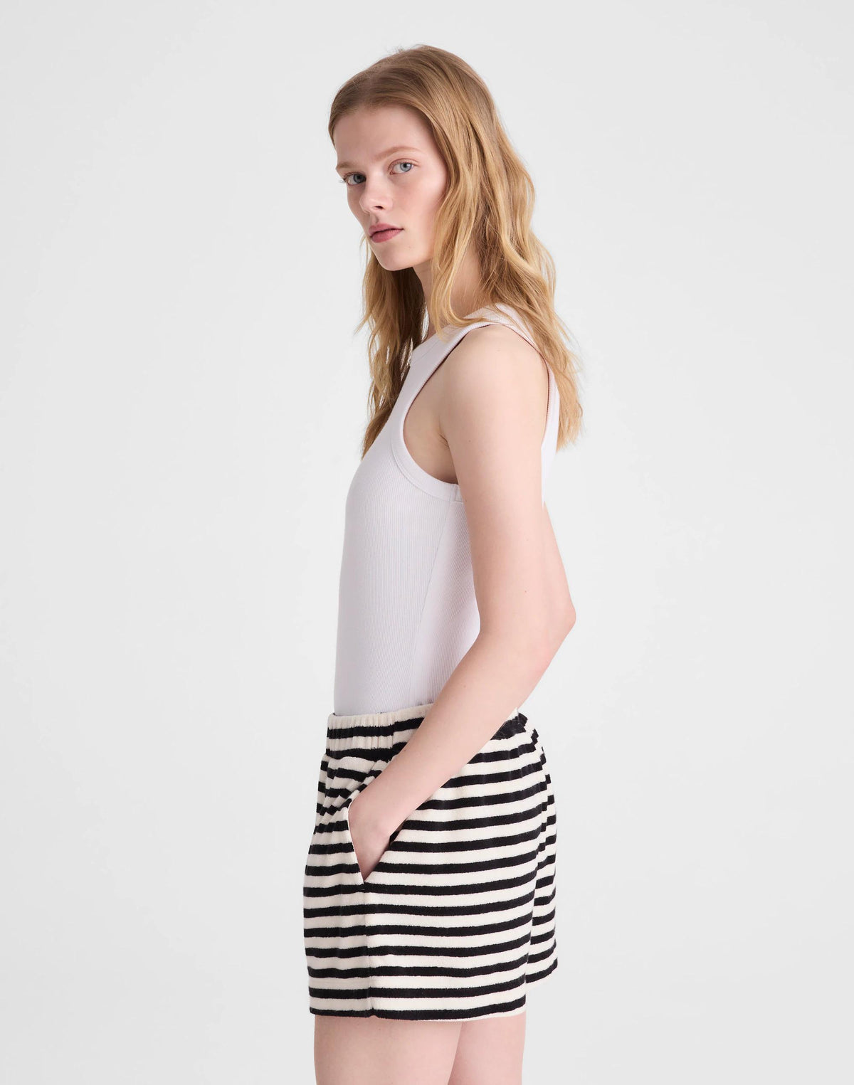 Pull-On Shorts in Terry Black Ivory | Madewell
