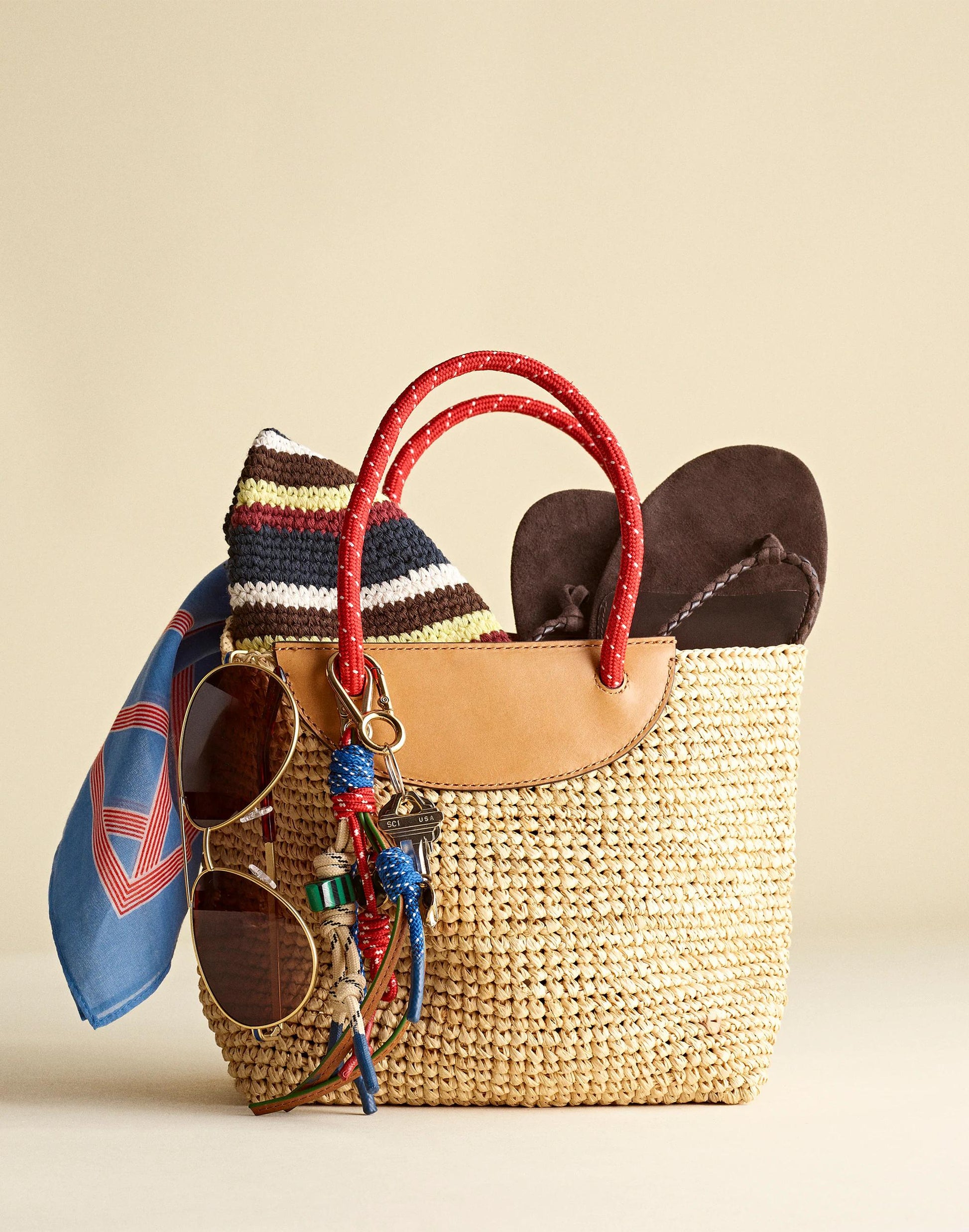 The Woven Mini Tote Festival Red Multi | Madewell