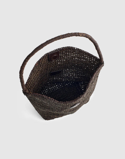 The Signature Woven Shoulder Bag in Raffia Dark Carob | Madewell