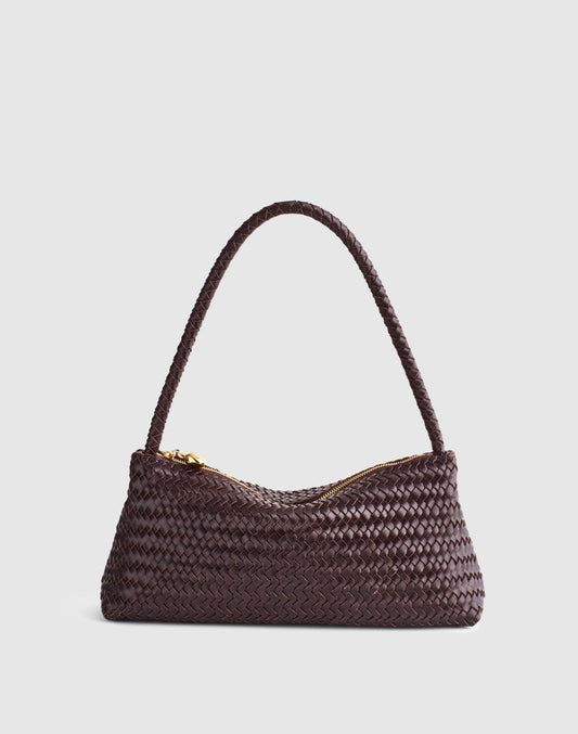 The Signature Woven Mini Zip Shoulder Bag Coffee Bean | Madewell