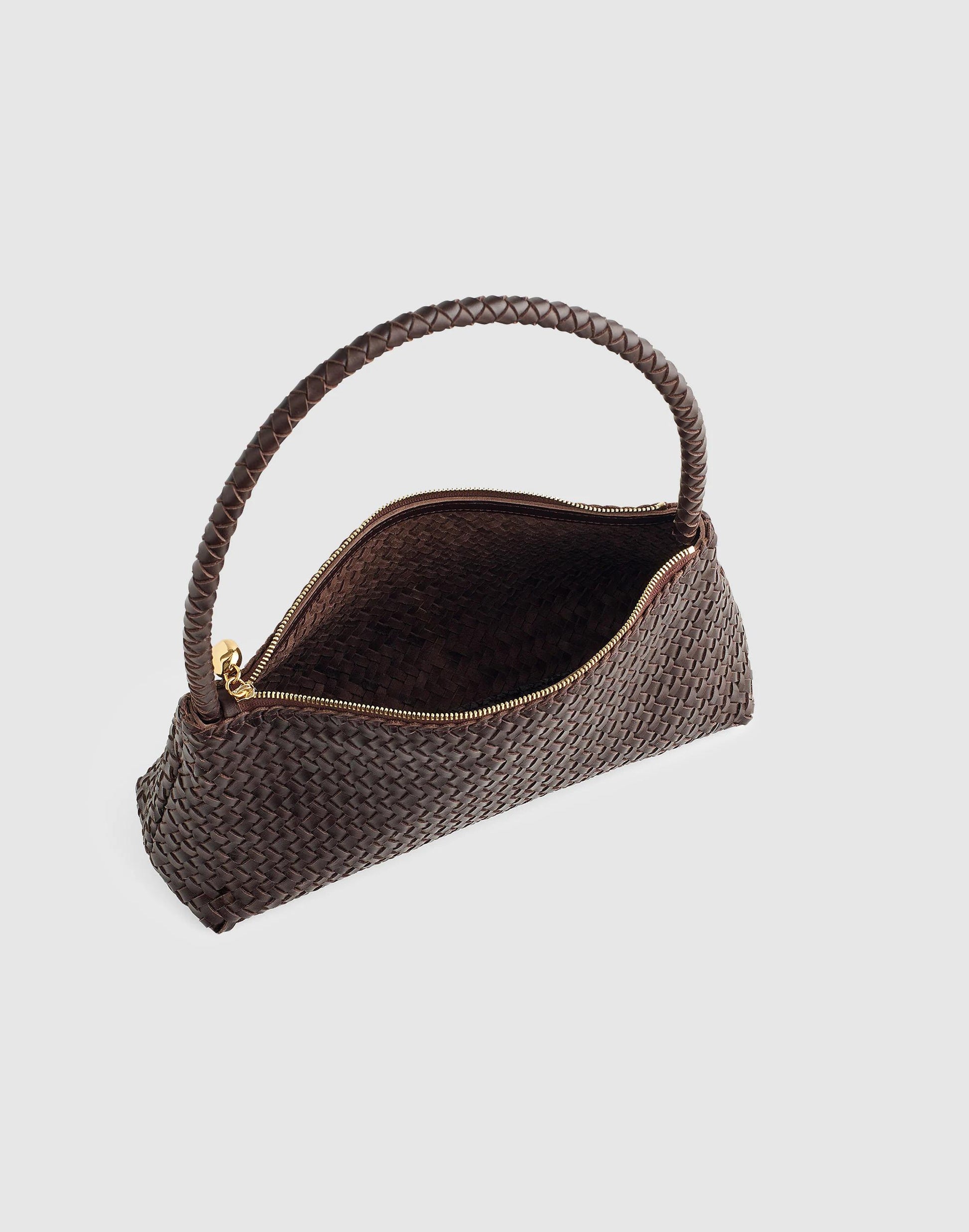 The Signature Woven Mini Zip Shoulder Bag Coffee Bean | Madewell