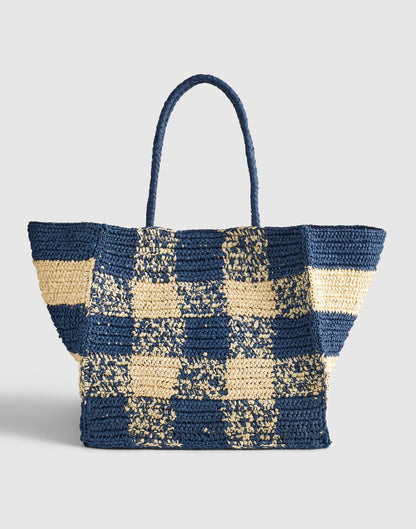 Handwoven Oversized Tote Navy Multi | Madewell