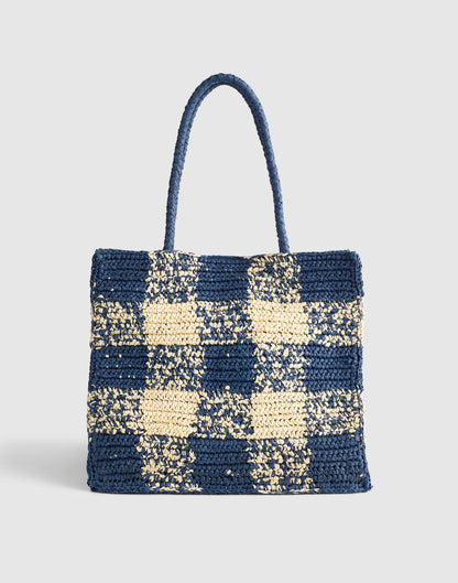 Handwoven Oversized Tote Navy Multi | Madewell