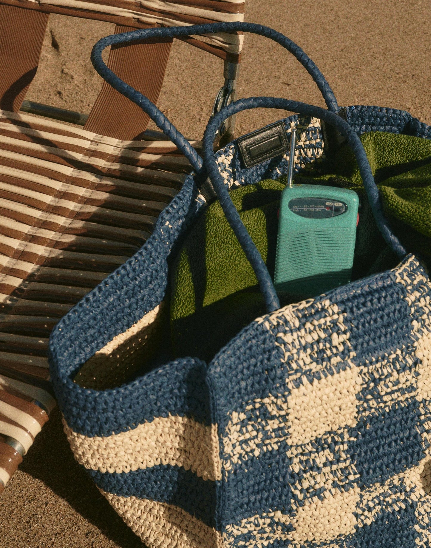 Handwoven Oversized Tote Navy Multi | Madewell