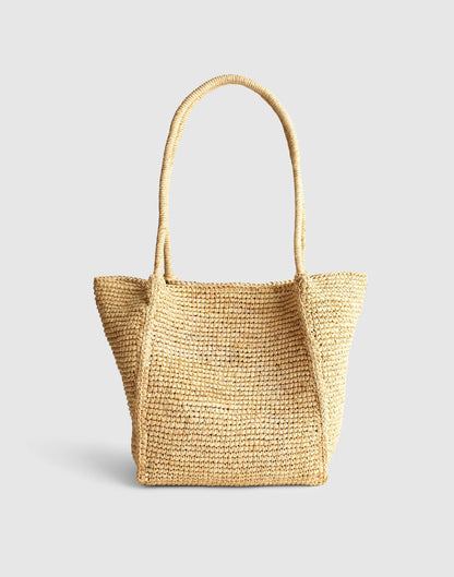 The Lexington Small Tote in Raffia Warm Coffee Multi | Madewell