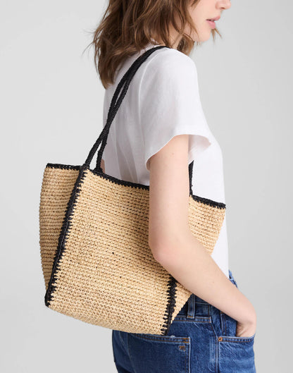 The Lexington Small Tote in Raffia Dark Carob | Madewell