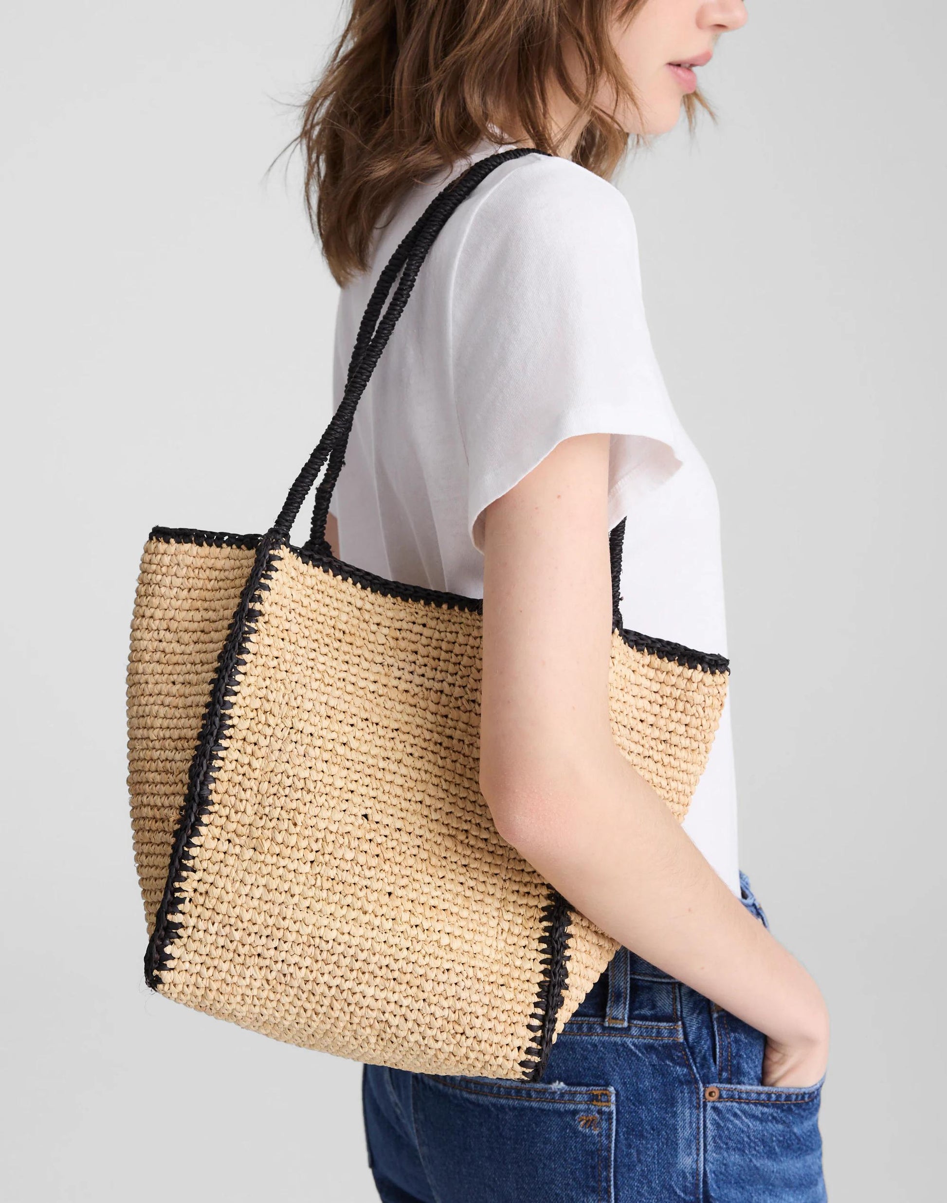 The Lexington Small Tote in Raffia Natural Multi | Madewell