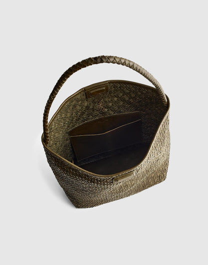 The Signature Woven Bucket Bag Faded Olive | Madewell