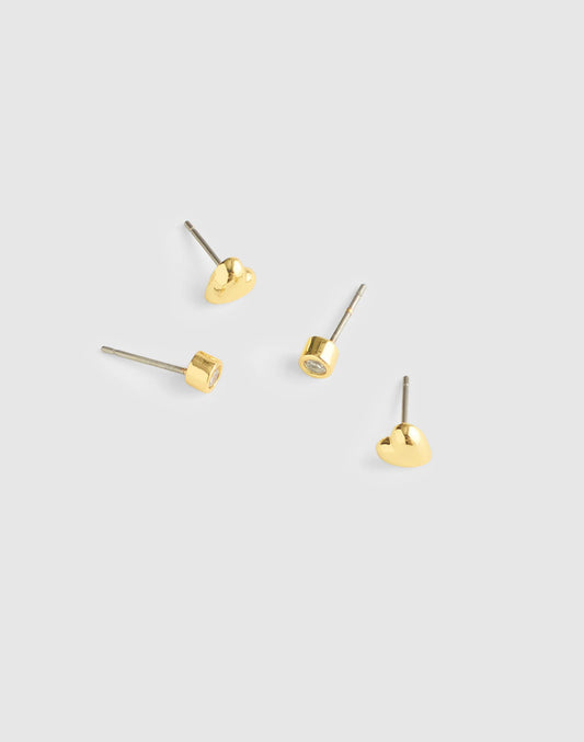 Heart Stud Earring Set Warm Gold | Madewell
