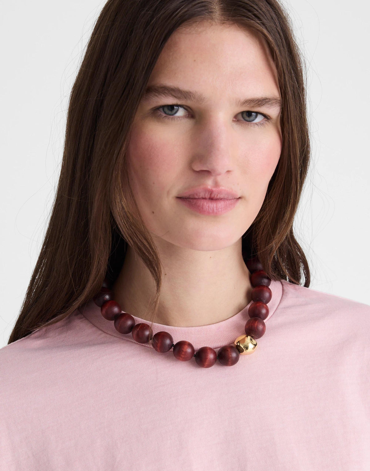 Madewell x Shopbop Oversized Wood Beaded Choker Necklace Antique Gold | Madewell