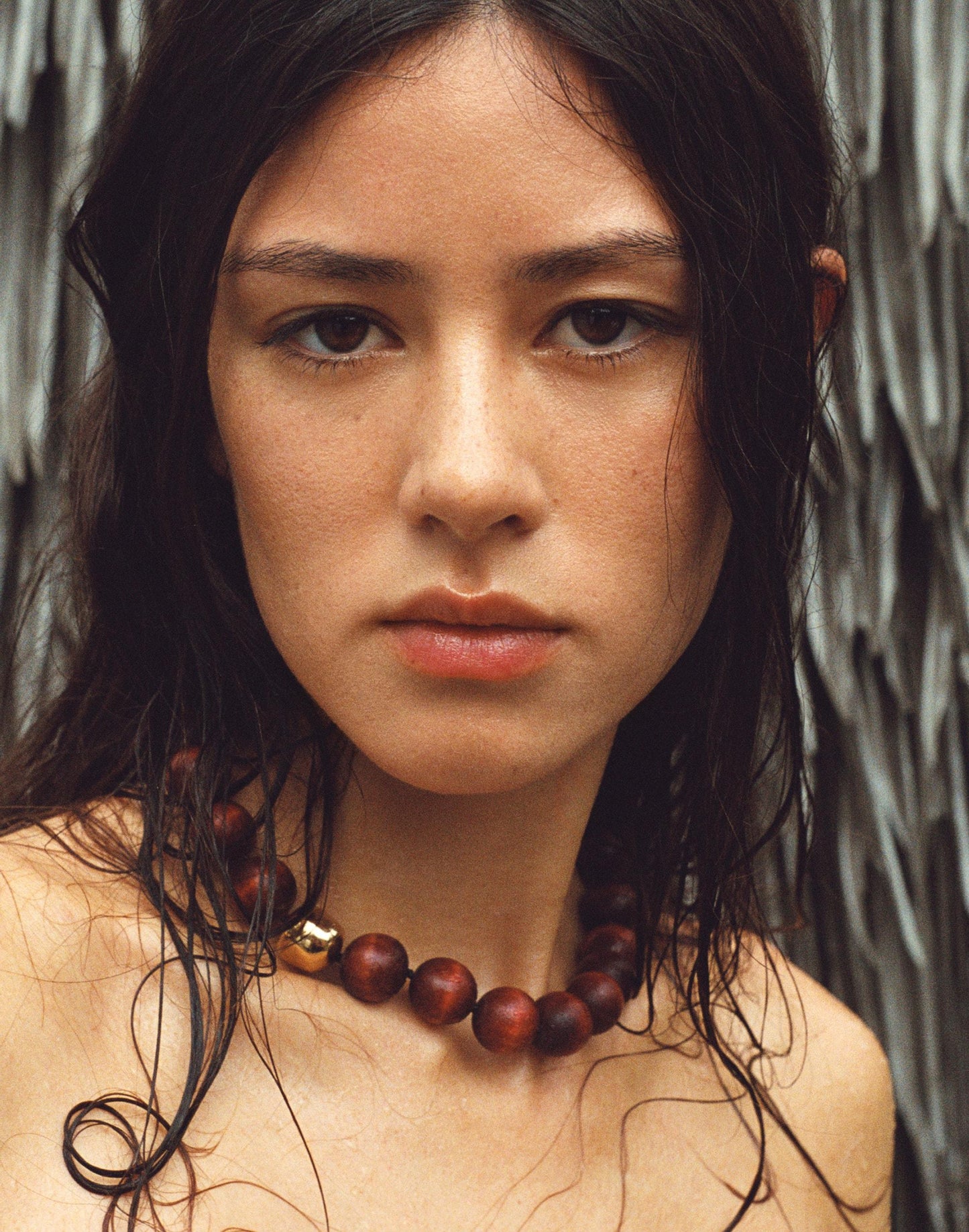 Madewell x Shopbop Oversized Wood Beaded Choker Necklace Antique Gold | Madewell
