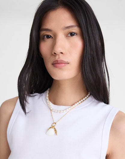 Madewell x Shopbop Beaded Shell Necklace Set Antique Gold | Madewell