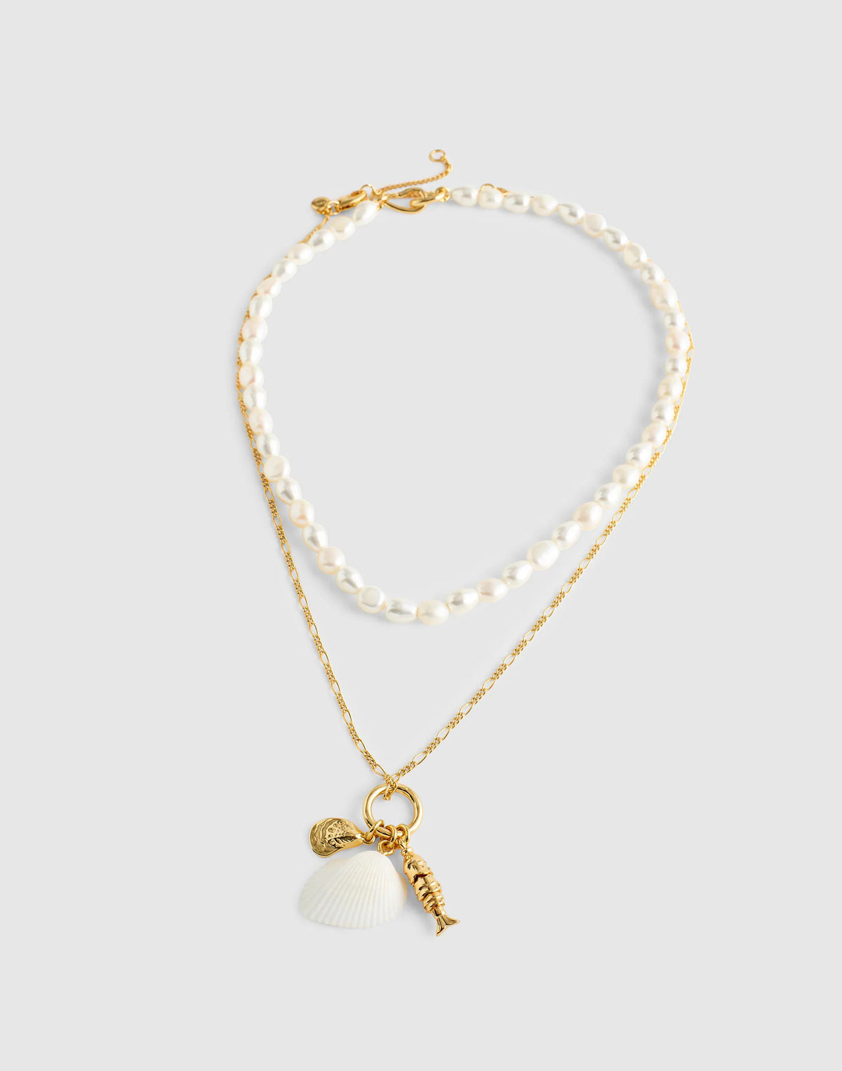 Madewell x Shopbop Beaded Shell Necklace Set Antique Gold | Madewell