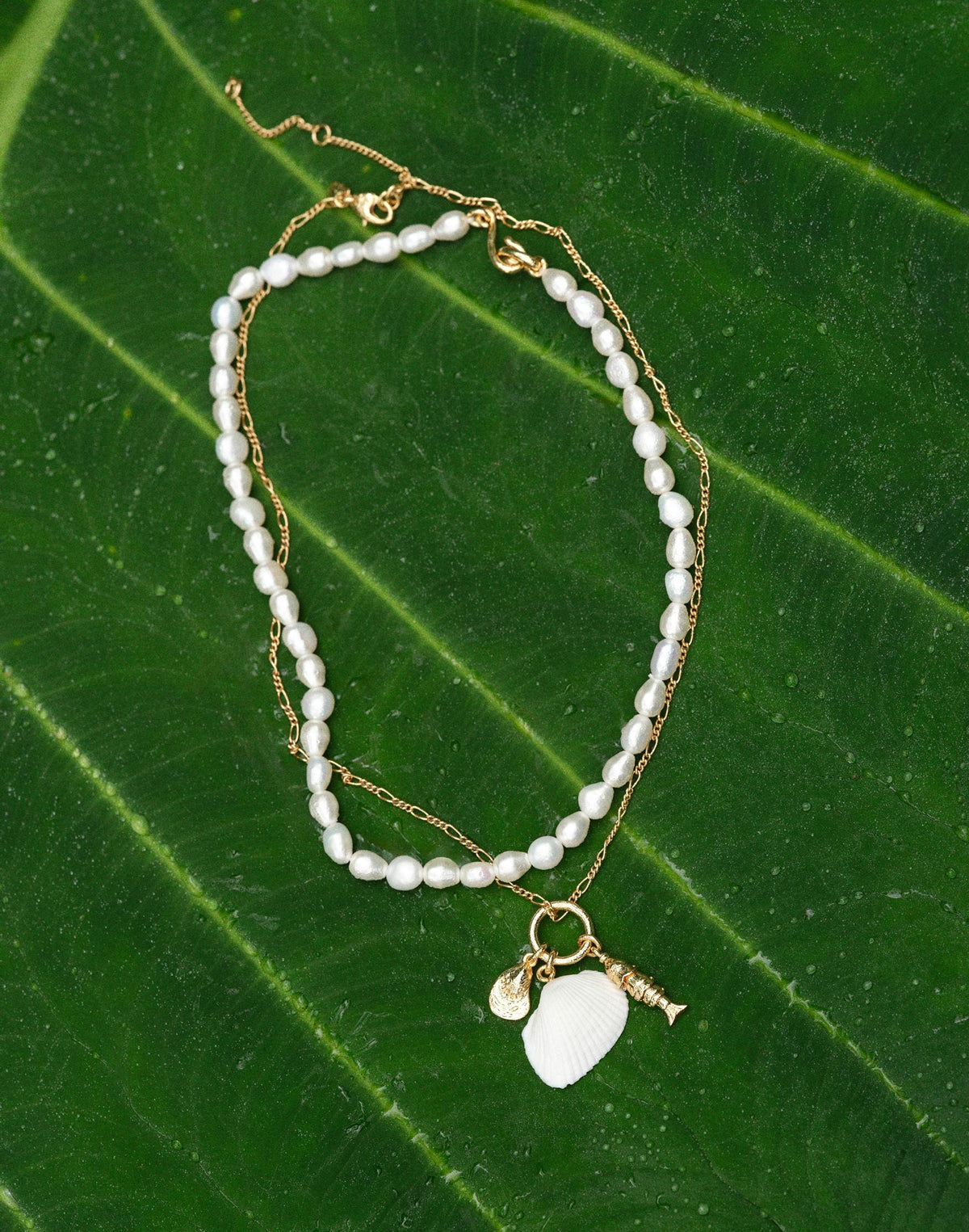 Madewell x Shopbop Beaded Shell Necklace Set Antique Gold | Madewell