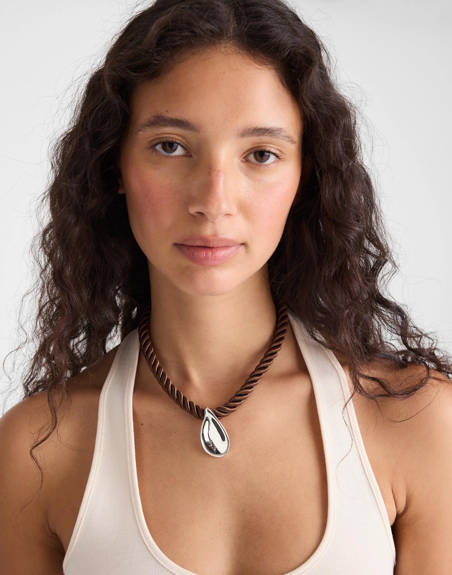 Droplet Pendant Cord Necklace Warm Silver | Madewell