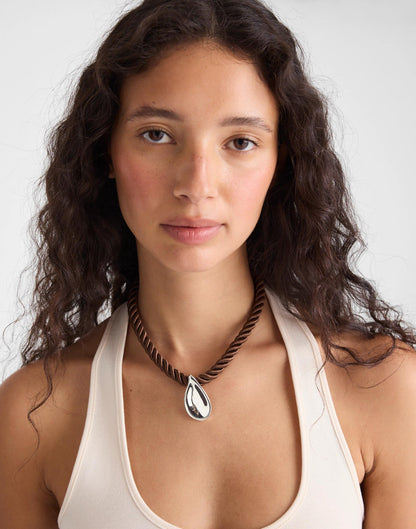 Droplet Pendant Cord Necklace Warm Silver | Madewell