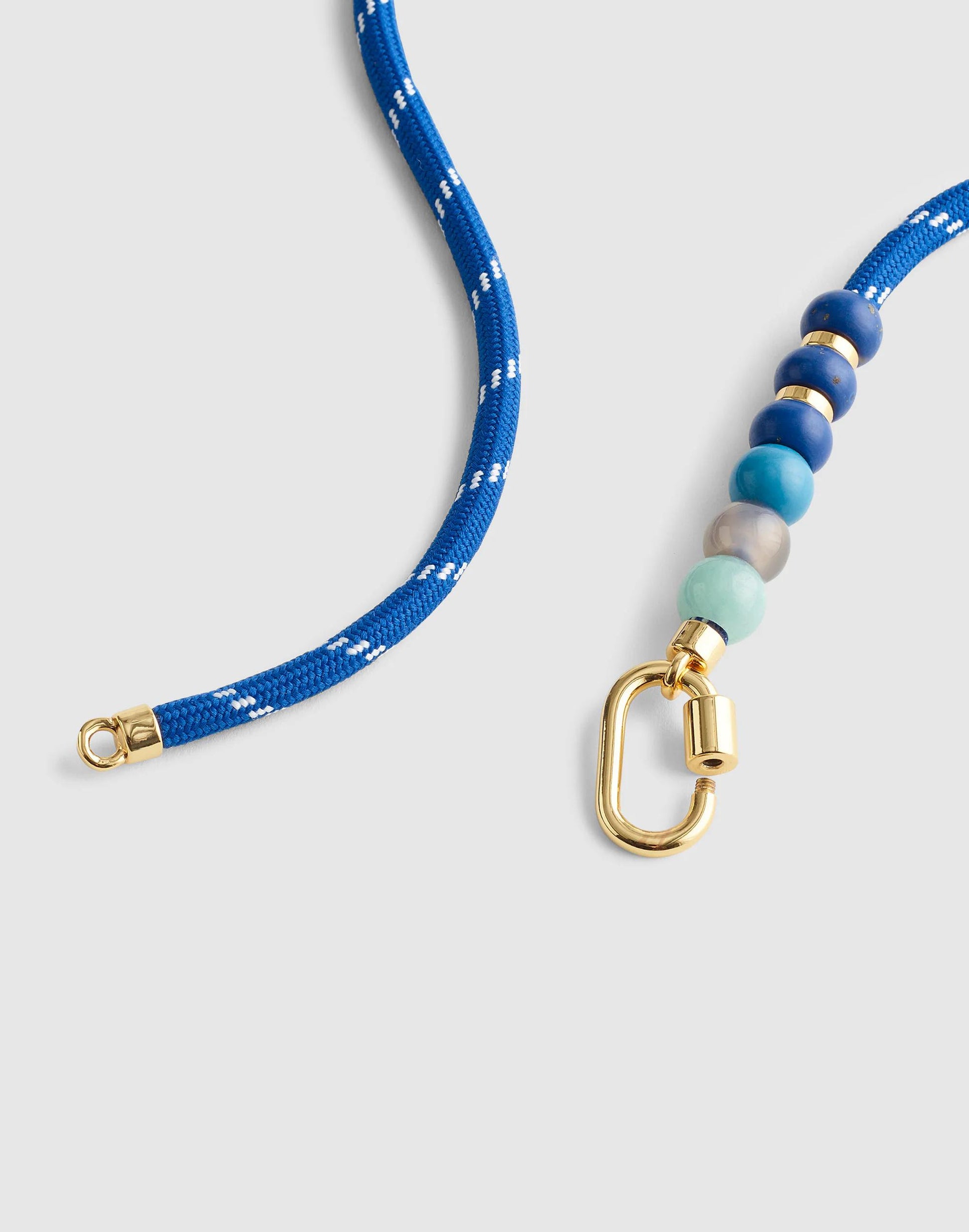 Semiprecious Beaded Carabiner Paracord Necklace Retro Blue | Madewell