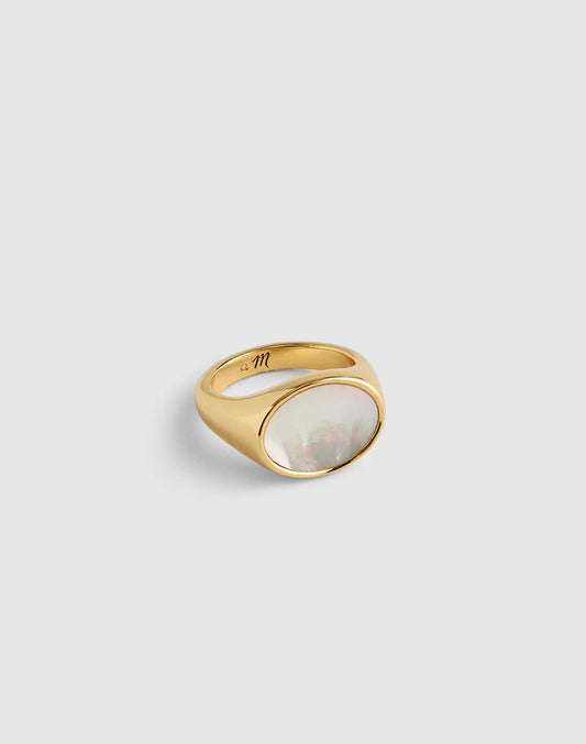 Mother-of-Pearl Signet Ring Antique Gold | Madewell