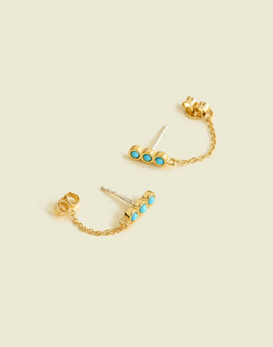 Demi-Fine Bezel Set Turquoise Chain Stud Earrings Turquoise Multi | Madewell