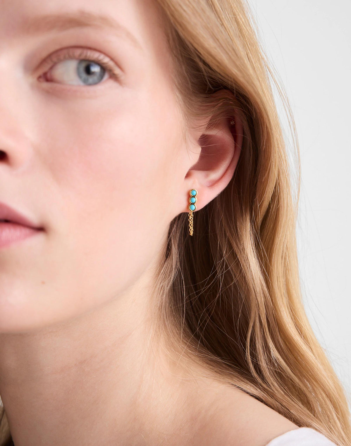 Demi-Fine Bezel Set Turquoise Chain Stud Earrings Turquoise Multi | Madewell