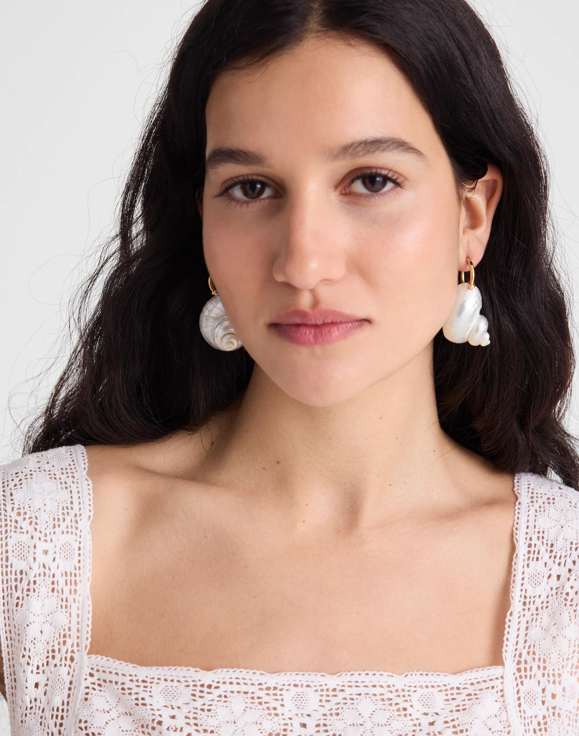 Shell Statement Hoop Earrings Antique Gold | Madewell