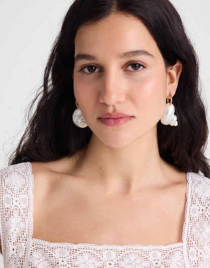 Shell Statement Hoop Earrings Antique Gold | Madewell