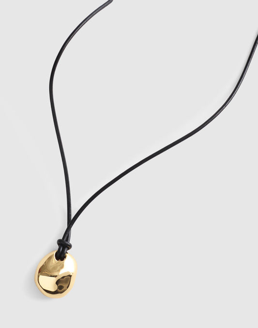 Sculptural Pendant Leather Necklace Antique Gold | Madewell